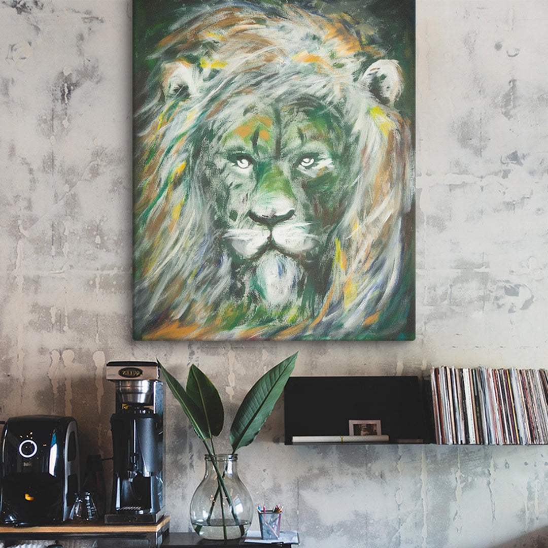 Origineel schilderij - Groene Leeuw, Hyoun Wook Song