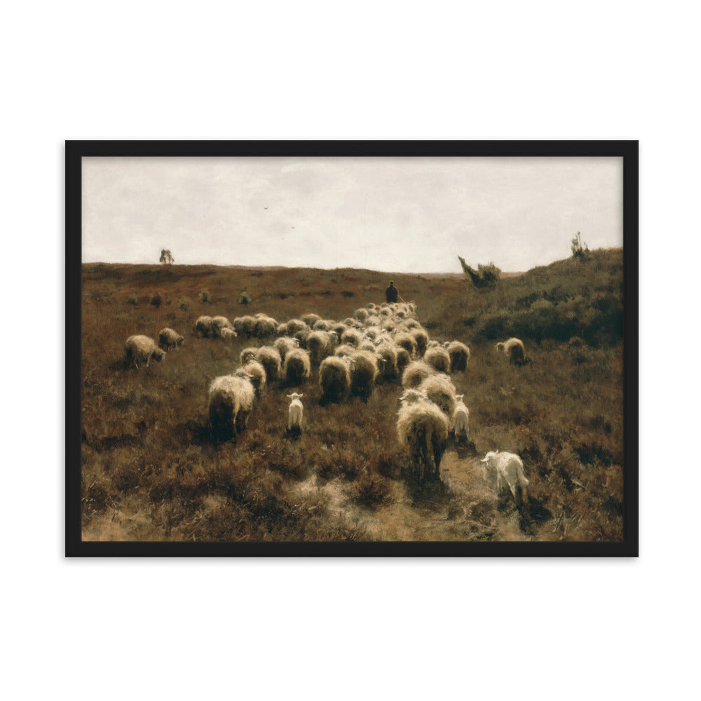 Poster - Anton Mauve, The Return of the Flock, Laren Schwarz / 50×70 cm artlia