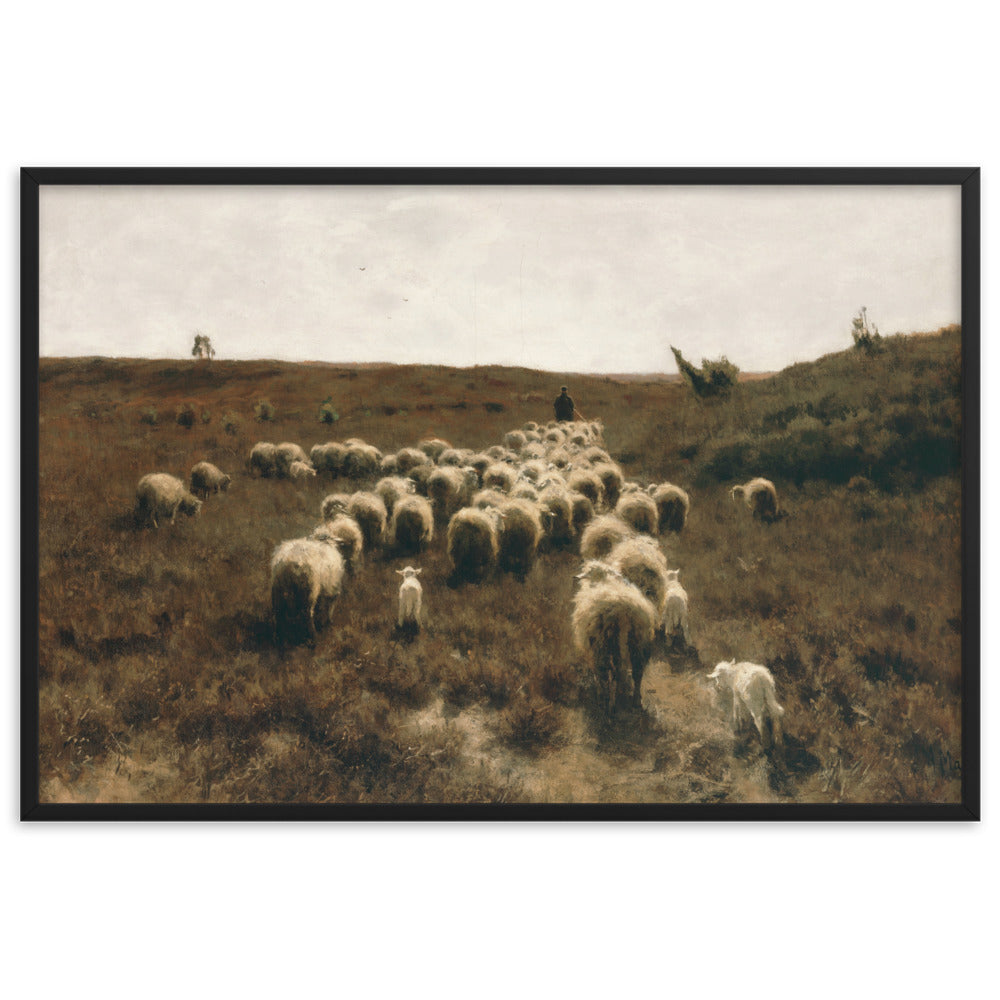 Poster - Anton Mauve, The Return of the Flock, Laren Schwarz / 61×91 cm artlia