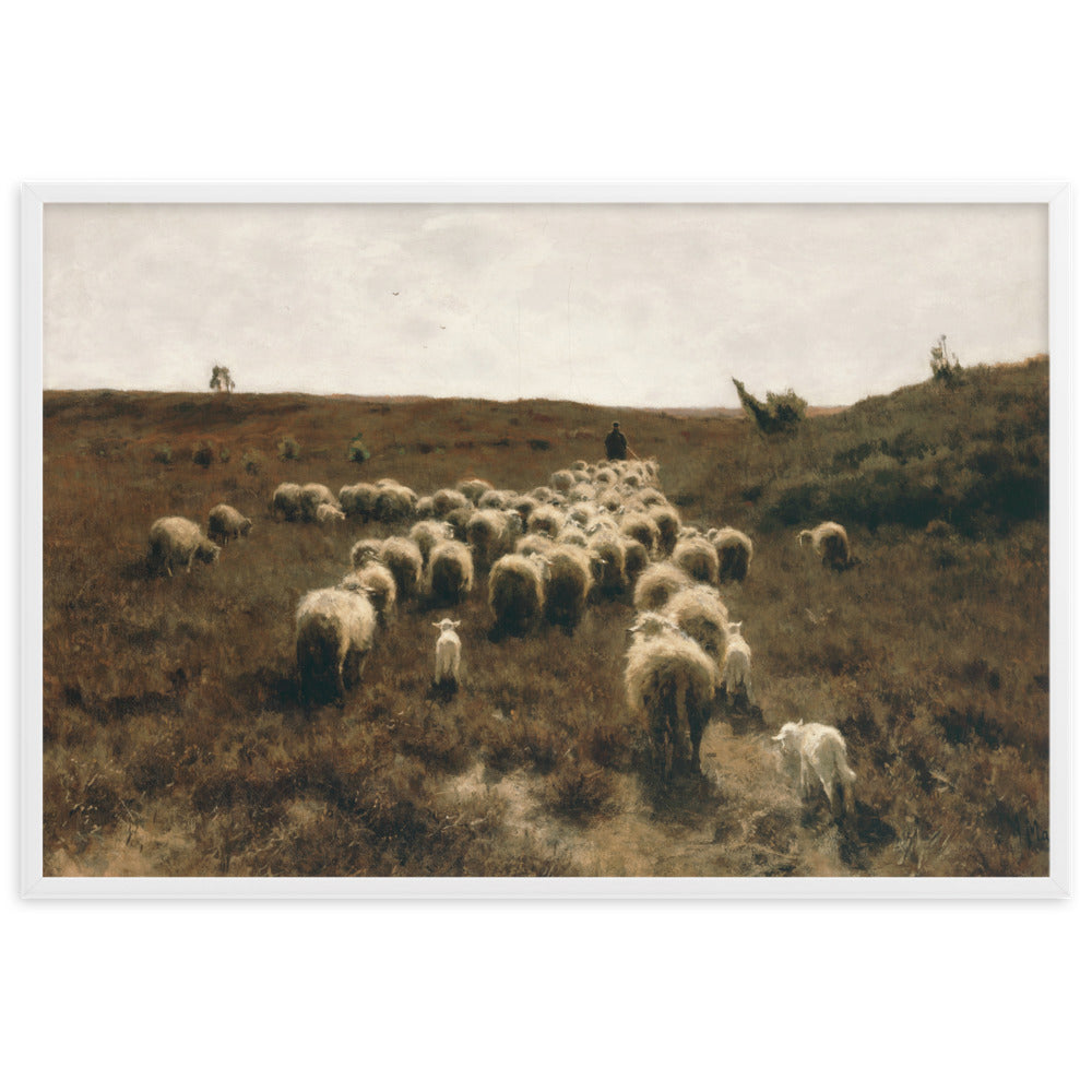 Poster - Anton Mauve, The Return of the Flock, Laren Weiß / 61×91 cm artlia