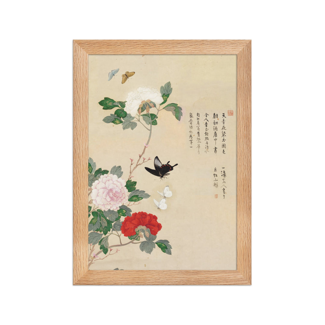 Poster - Blumen und Schmetterlinge Oak / 21×30 cm artlia