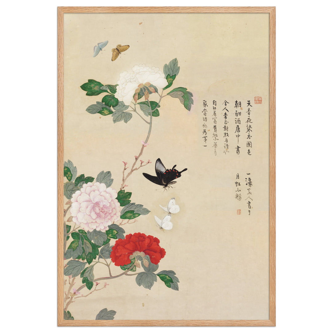 Poster - Blumen und Schmetterlinge Oak / 61×91 cm artlia