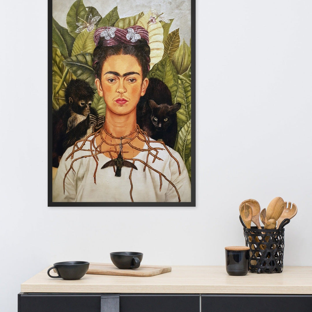 Poster - Frida Kahlo with Thorn Necklace and Hummingbird artlia