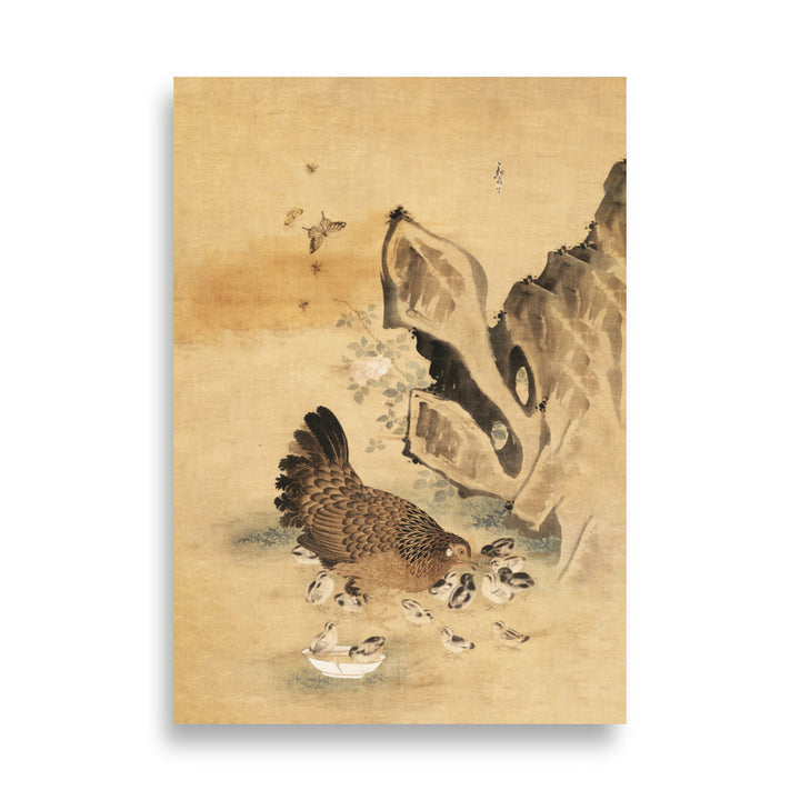 Poster - Henne und Küken, Byeon Sang-byeok ohne / 21×30 cm artlia