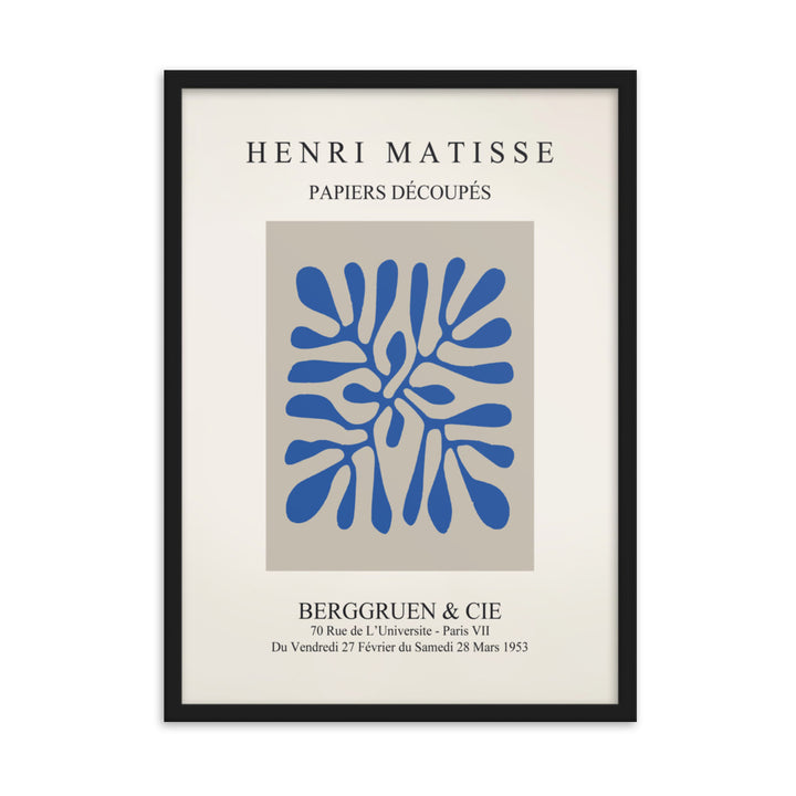 Poster - Henri Matisse, Papier Découpés blaue Blätter Schwarz / 50×70 cm artlia