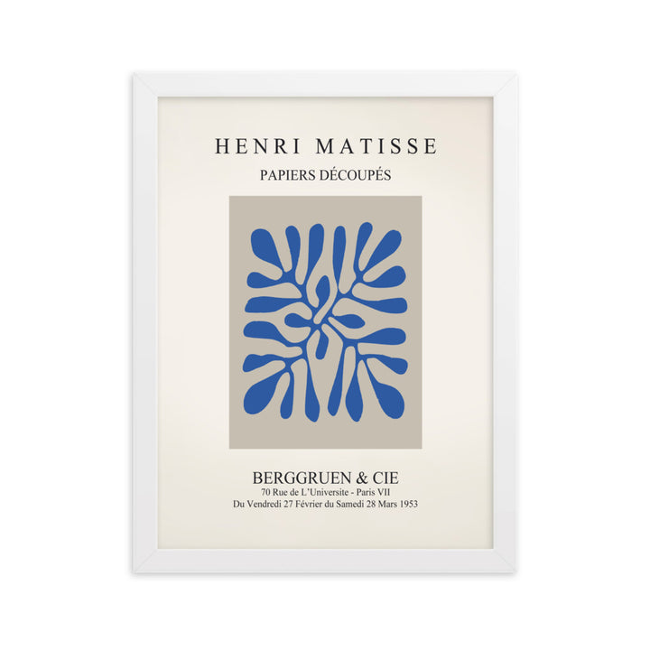 Poster - Henri Matisse, Papier Découpés blaue Blätter Weiß / 30×40 cm artlia