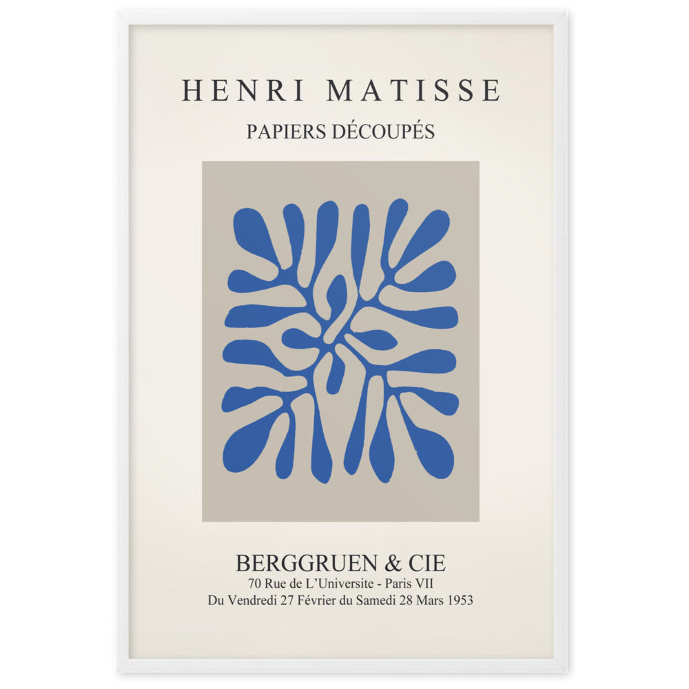 Poster - Henri Matisse, Papier Découpés blaue Blätter Weiß / 61×91 cm artlia