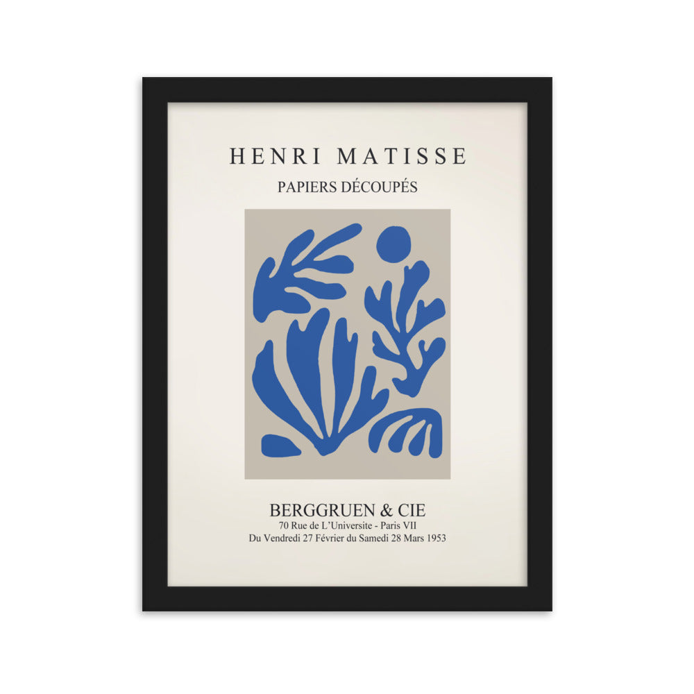 Poster - Henri Matisse, Papier Découpés blauer Garten I Schwarz / 30×40 cm artlia