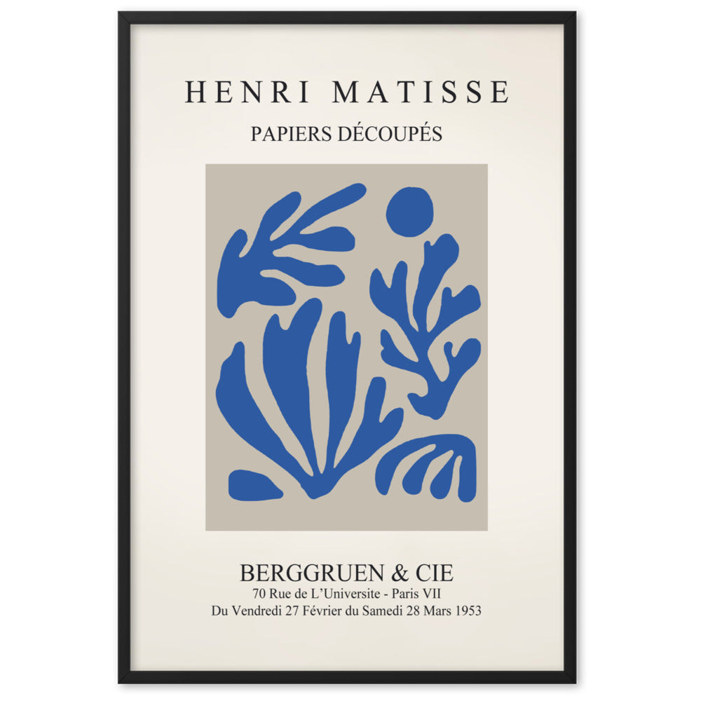 Poster - Henri Matisse, Papier Découpés blauer Garten I Schwarz / 61×91 cm artlia