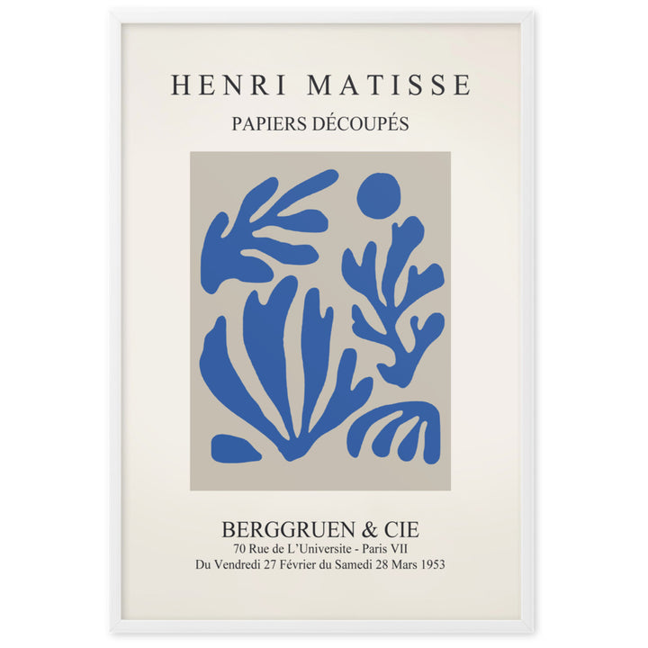 Poster - Henri Matisse, Papier Découpés blauer Garten I Weiß / 61×91 cm artlia