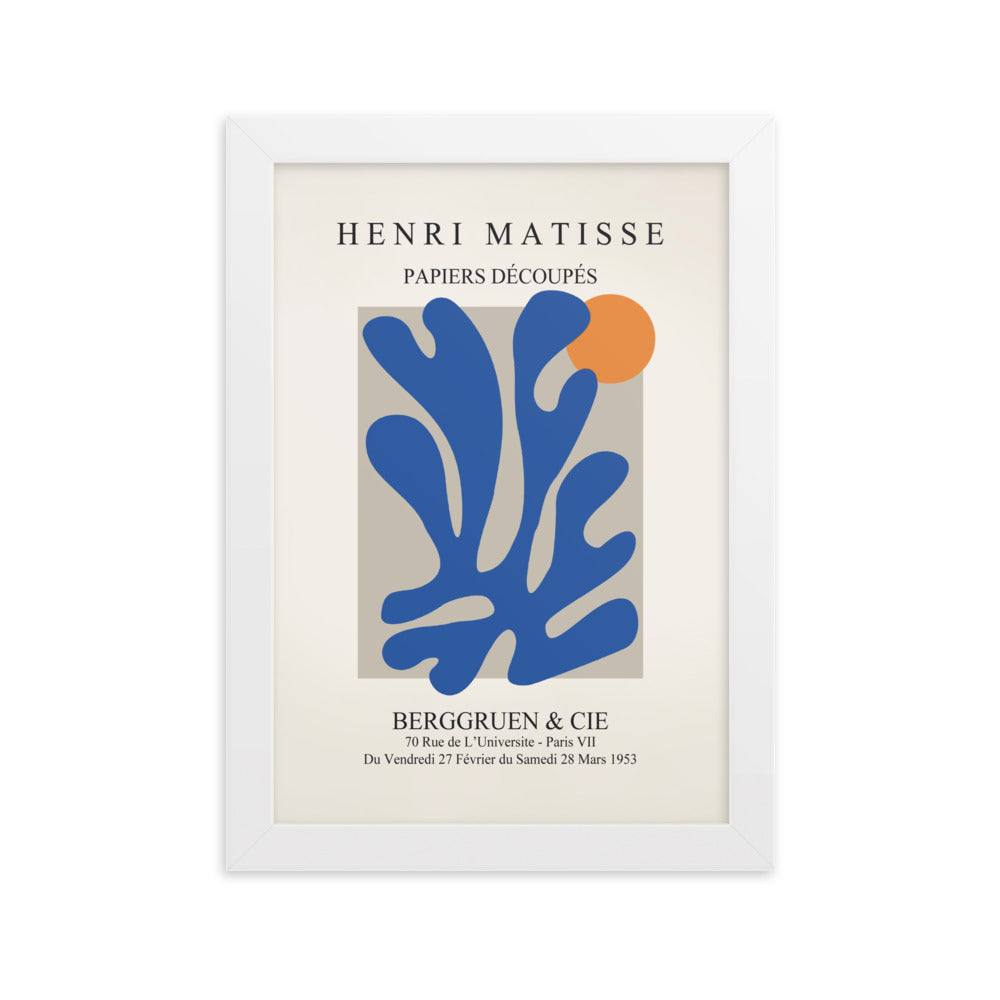 Poster - Henri Matisse, Papier Découpés blauer Garten II Weiß / 21×30 cm artlia