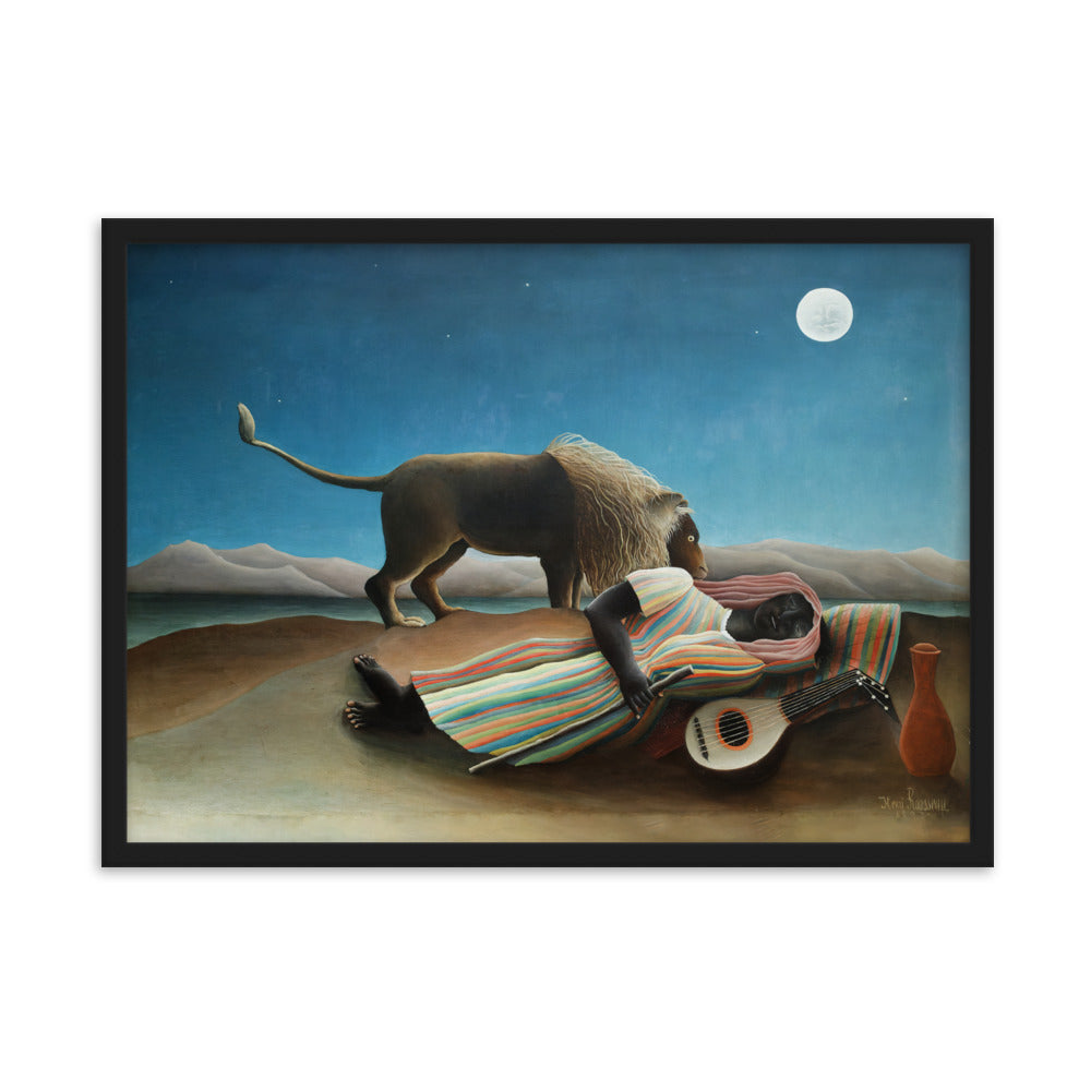 Poster - Henri Rousseau, Die schlafende Zigeunerin Schwarz / 50×70 cm artlia