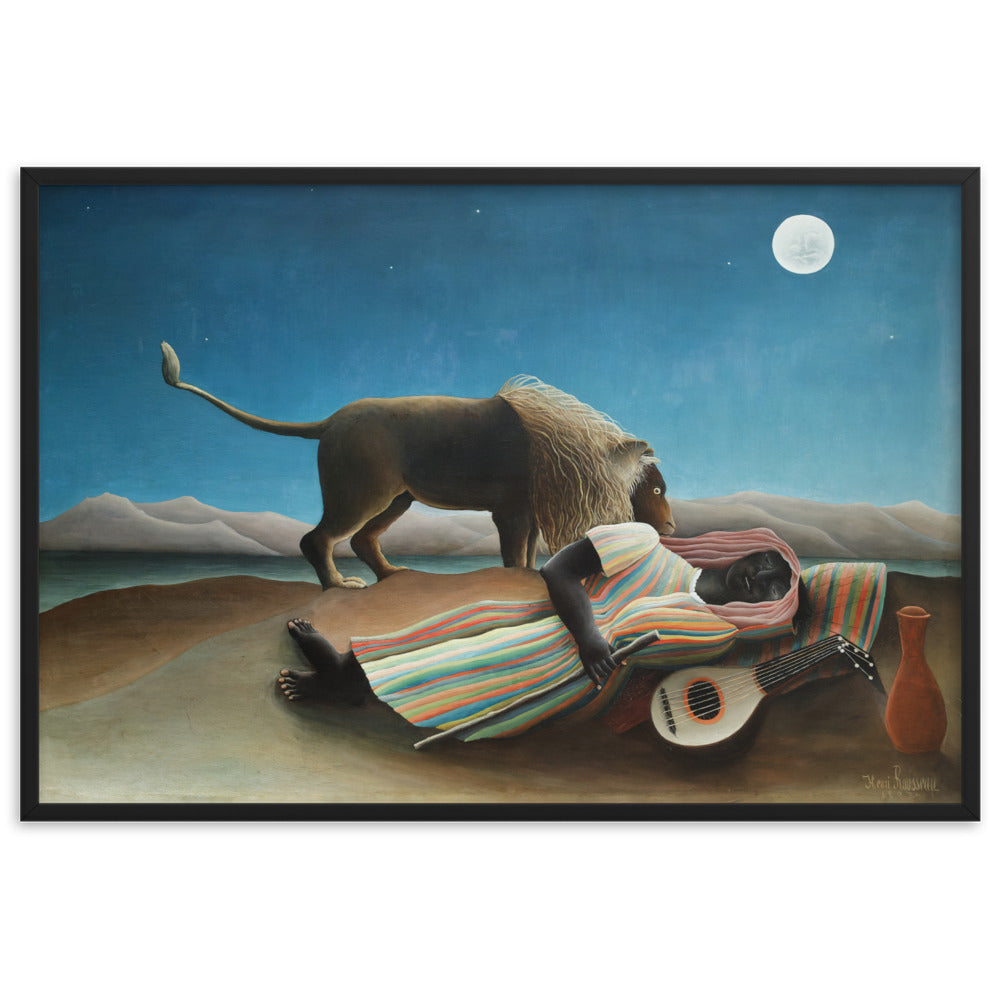 Poster - Henri Rousseau, Die schlafende Zigeunerin Schwarz / 61×91 cm artlia