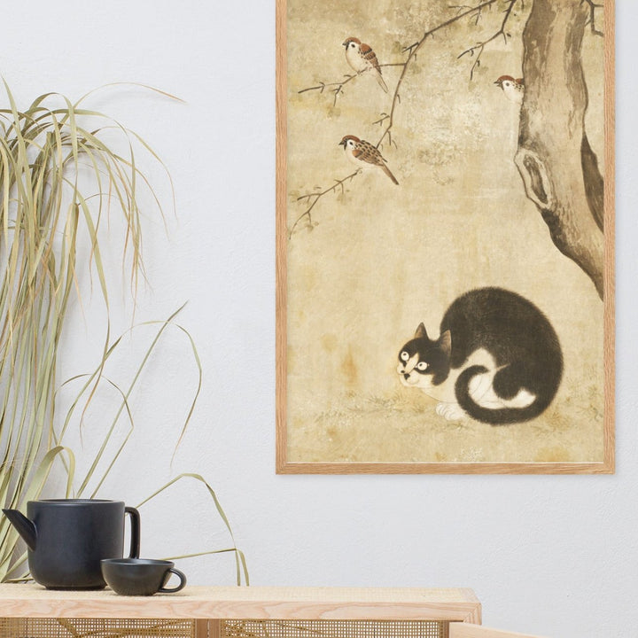 Poster - Katze und Spatzen, Byeon Sang-byeok artlia
