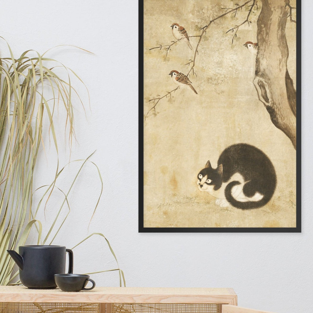 Poster - Katze und Spatzen, Byeon Sang-byeok artlia