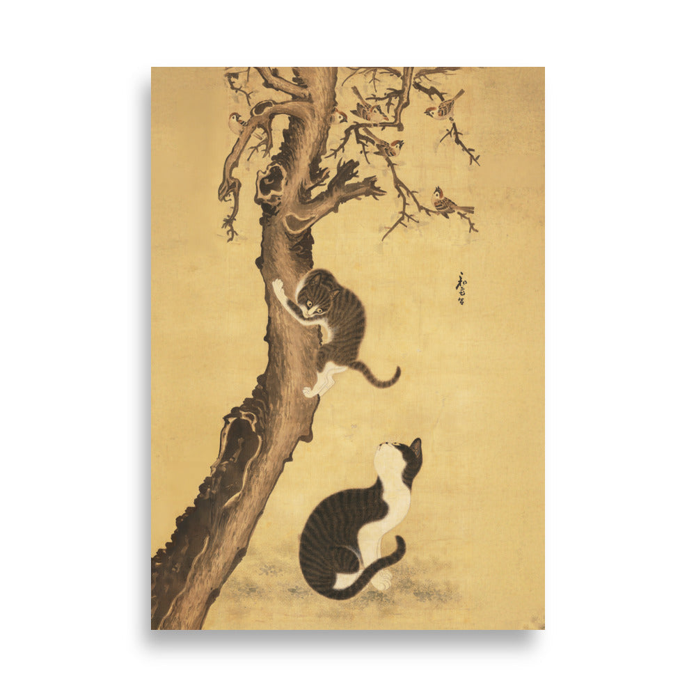 Poster - Katzen und Spatzen, Byeon Sang-byeok ohne Rahmen / 21×30 cm artlia