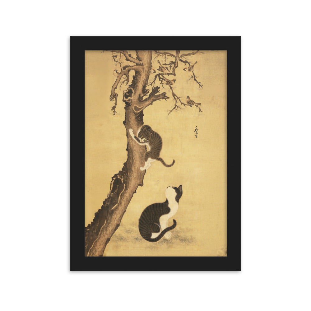 Poster - Katzen und Spatzen, Byeon Sang-byeok Schwarz / 21×30 cm artlia