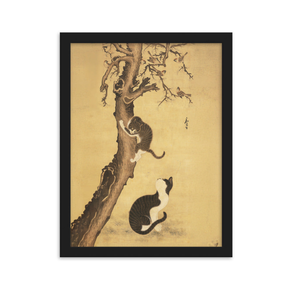 Poster - Katzen und Spatzen, Byeon Sang-byeok Schwarz / 30×40 cm artlia