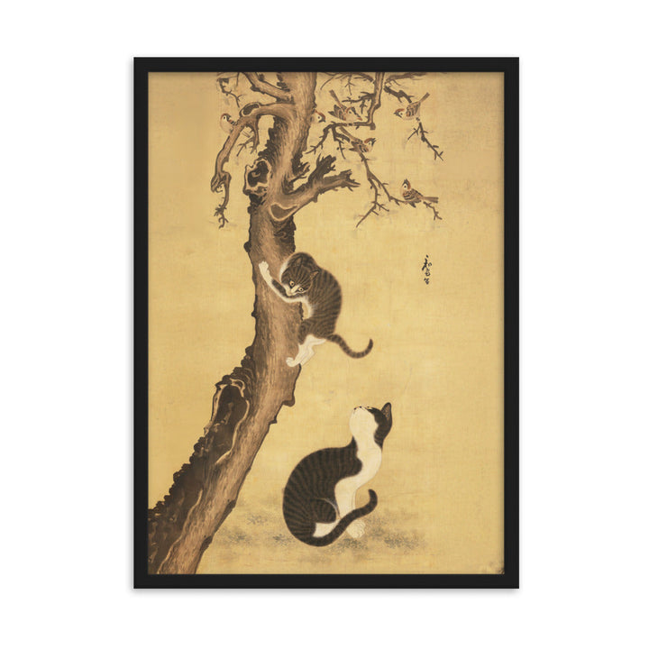 Poster - Katzen und Spatzen, Byeon Sang-byeok Schwarz / 50×70 cm artlia