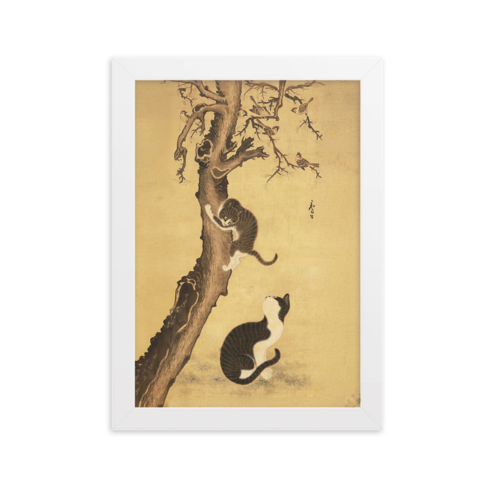 Poster - Katzen und Spatzen, Byeon Sang-byeok Weiß / 21×30 cm artlia