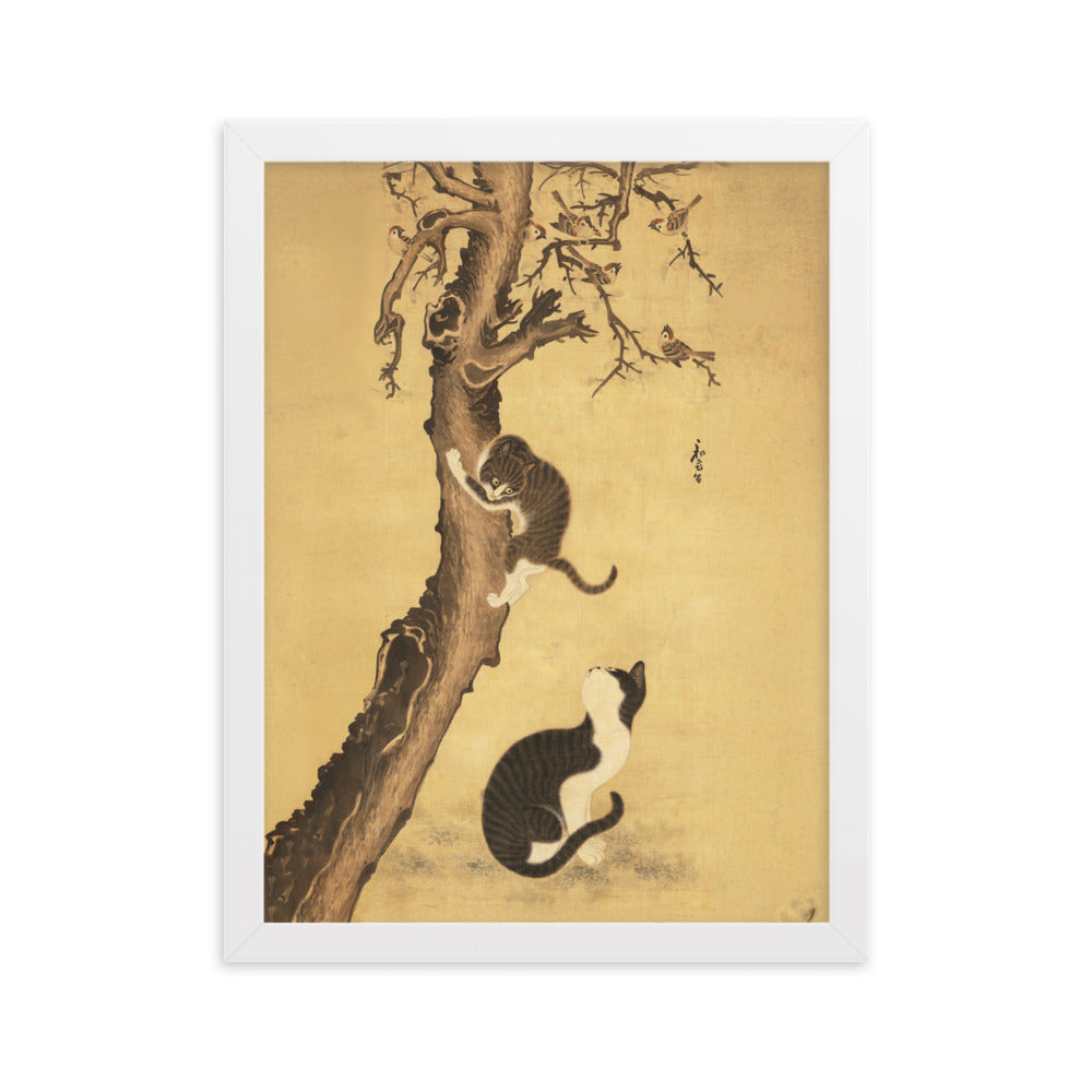 Poster - Katzen und Spatzen, Byeon Sang-byeok Weiß / 30×40 cm artlia