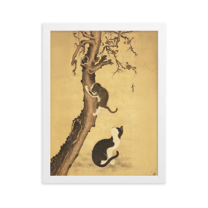 Poster - Katzen und Spatzen, Byeon Sang-byeok Weiß / 30×40 cm artlia