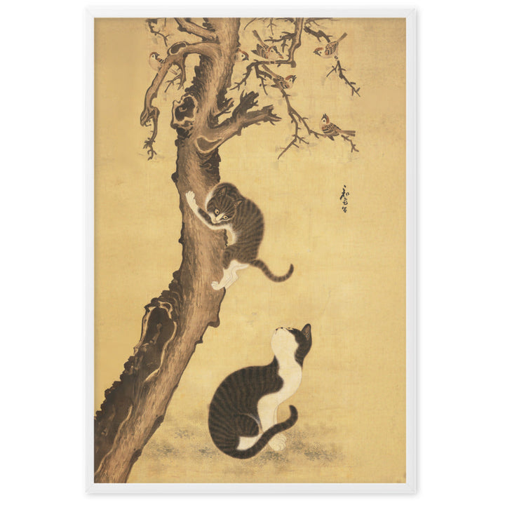 Poster - Katzen und Spatzen, Byeon Sang-byeok Weiß / 61×91 cm artlia