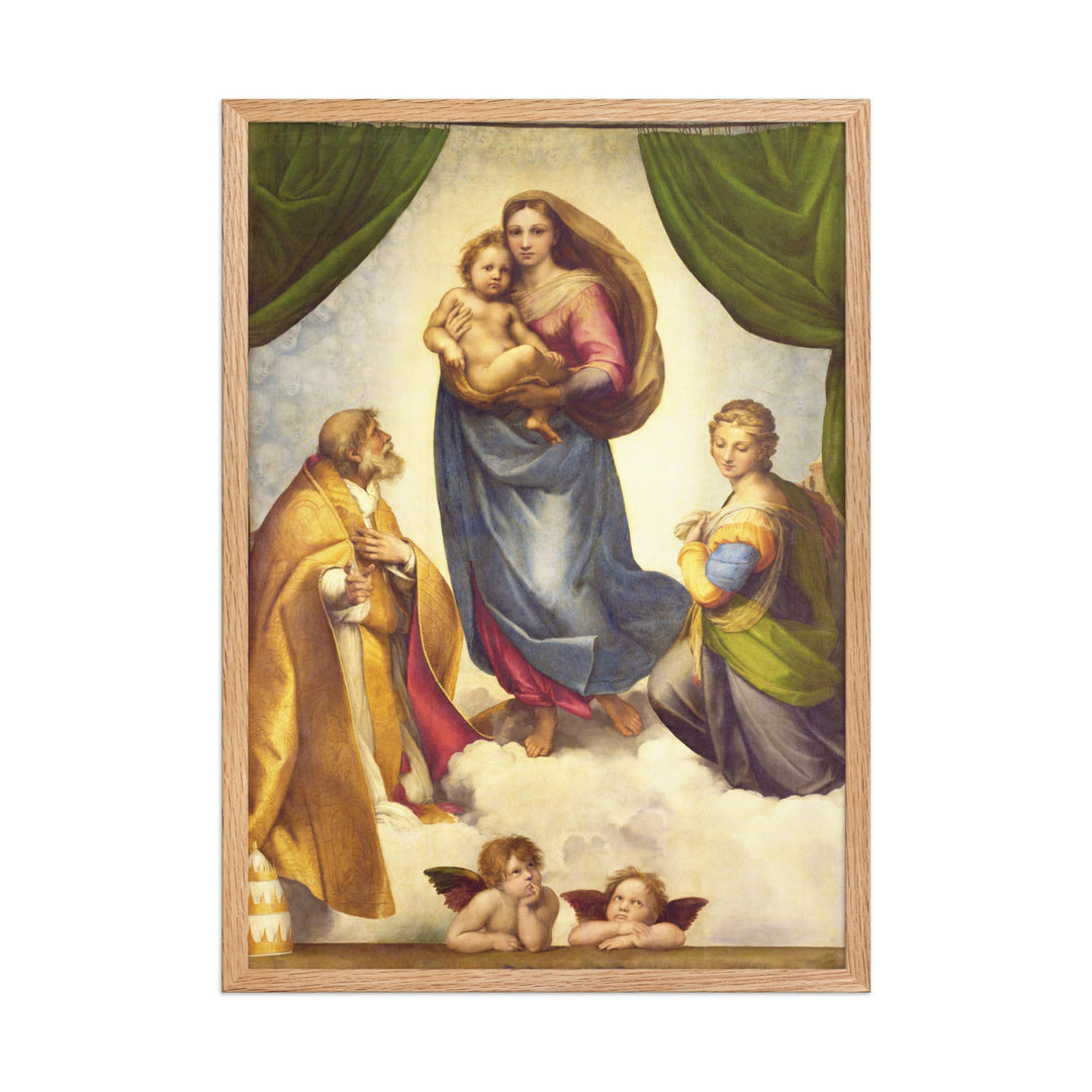 Poster - Raffaello Sanzio da Urbino, Die Sixtinische Madonna Oak / 50×70 cm artlia