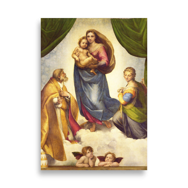 Poster - Raffaello Sanzio da Urbino, Die Sixtinische Madonna ohne Rahmen / 21×30 cm artlia
