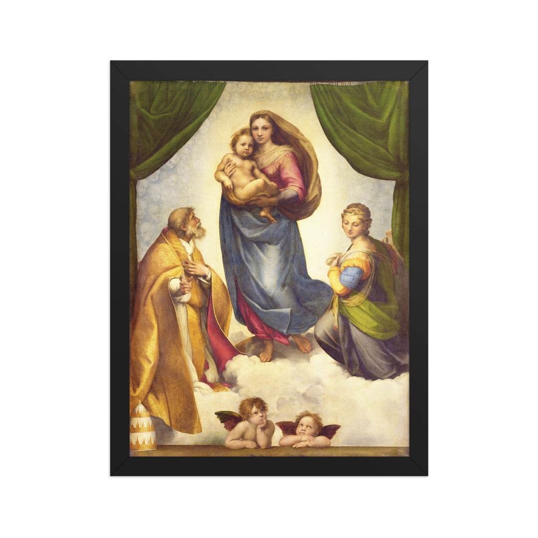 Poster - Raffaello Sanzio da Urbino, Die Sixtinische Madonna Schwarz / 30×40 cm artlia