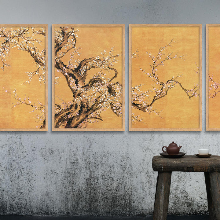 Poster - Rote und weiße Pflaumenblüten artlia