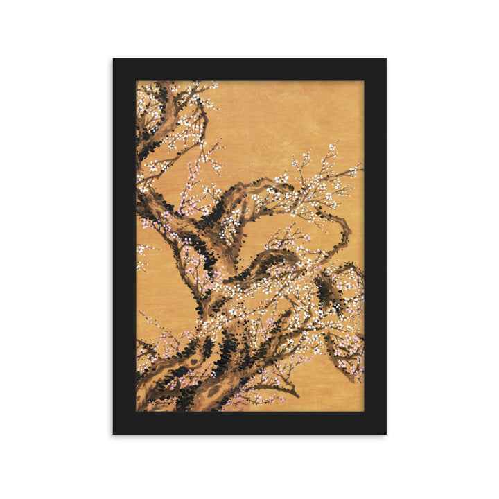 Poster - Rote und weiße Pflaumenblüten Schwarz / Teil 2 / 21×30 cm artlia
