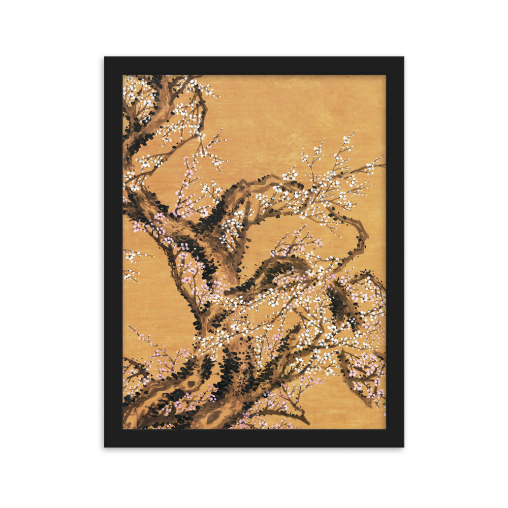 Poster - Rote und weiße Pflaumenblüten Schwarz / Teil 2 / 30×40 cm artlia