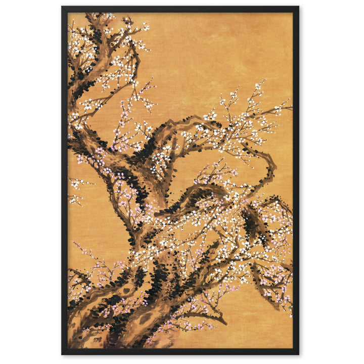 Poster - Rote und weiße Pflaumenblüten Schwarz / Teil 2 / 61×91 cm artlia