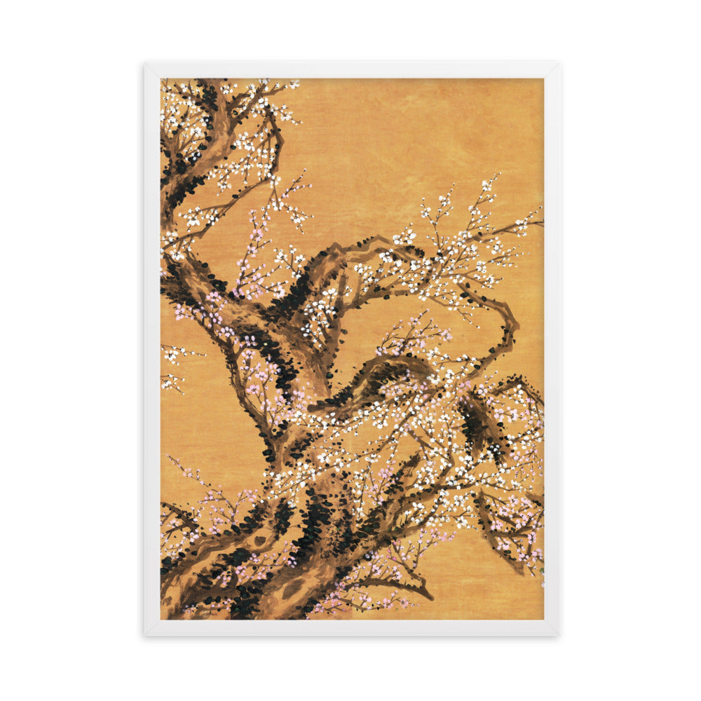 Poster - Rote und weiße Pflaumenblüten Weiß / Teil 2 / 50×70 cm artlia