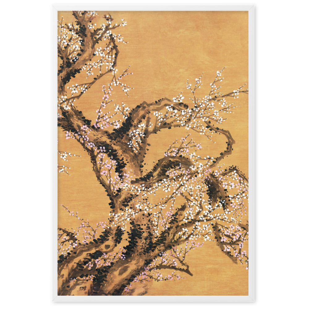 Poster - Rote und weiße Pflaumenblüten Weiß / Teil 2 / 61×91 cm artlia