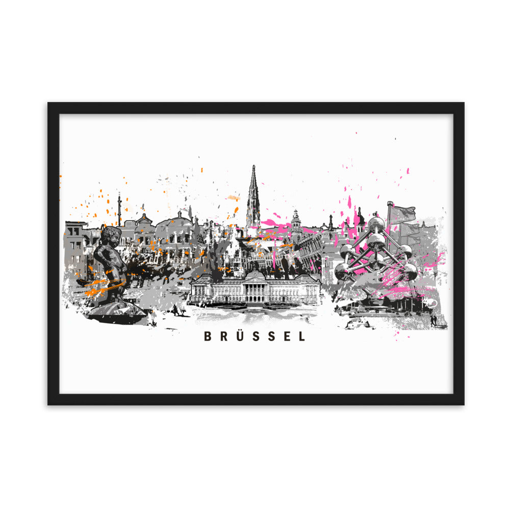 Poster - Skyline Brüssel Schwarz / 50×70 cm artlia