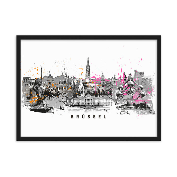 Poster - Skyline Brüssel Schwarz / 50×70 cm artlia