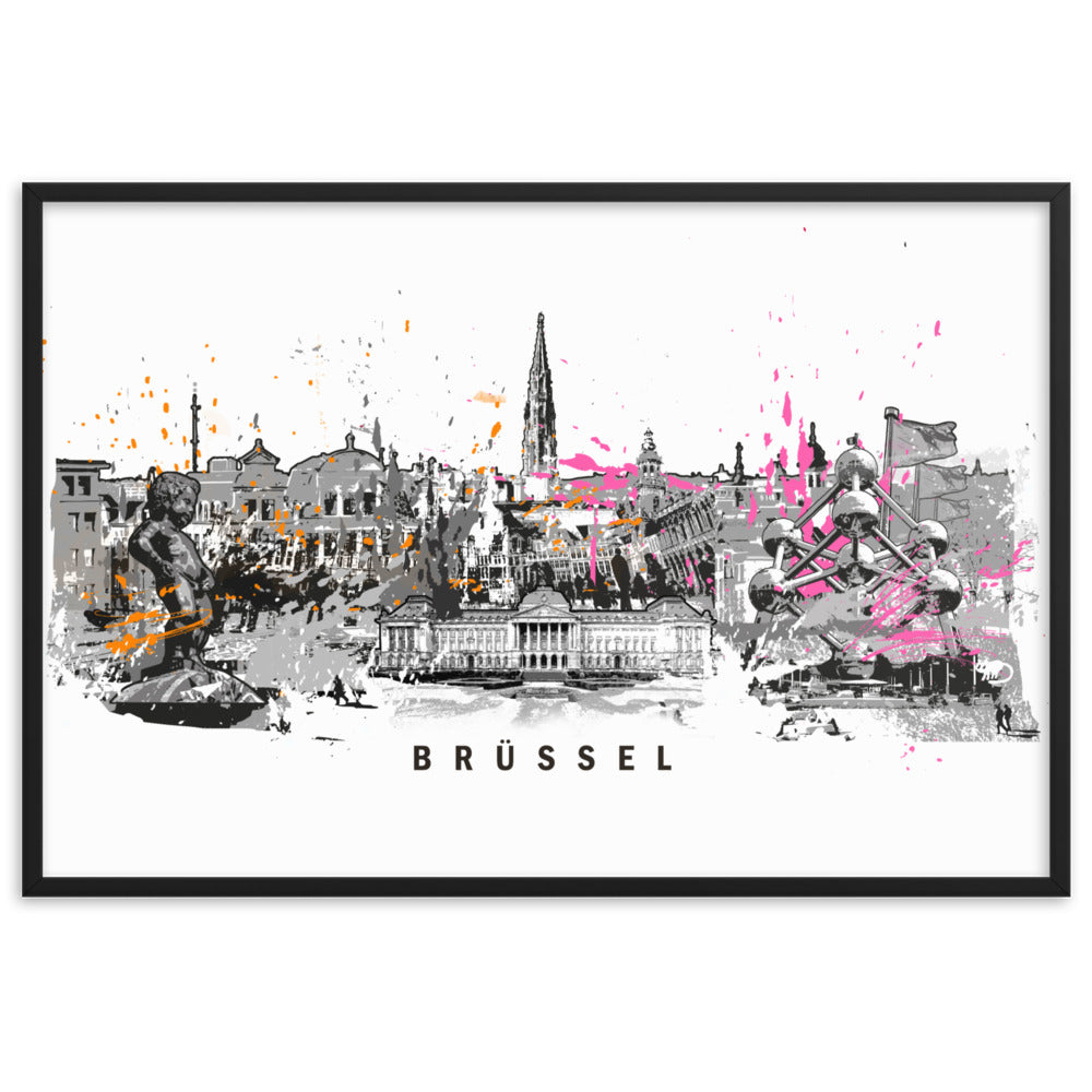 Poster - Skyline Brüssel Schwarz / 61×91 cm artlia