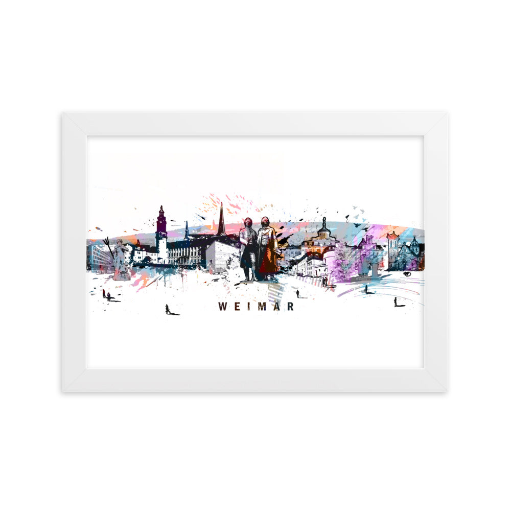 Poster - Skyline Weimar Weiß / 21×30 cm artlia