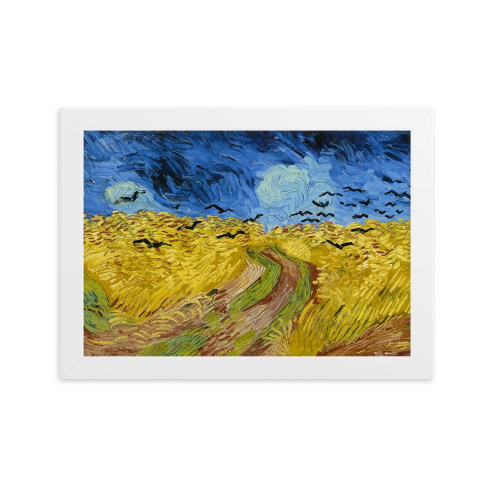 Poster - Van Gogh, Weizenfeld mit Krähen Weiß / 21×30 cm artlia