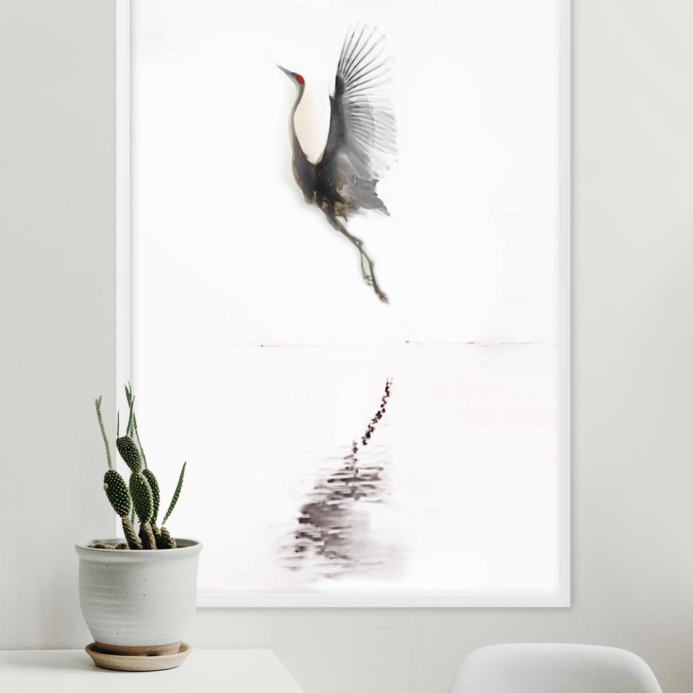 fliegender Kranich - Poster artlia