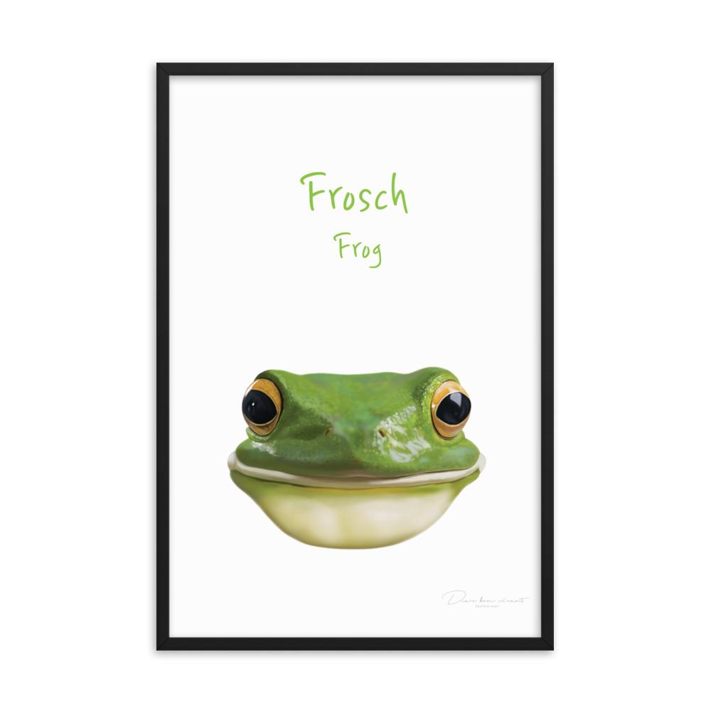 Frosch - Poster im Rahmen für Kinder schwarz / 61x91 cm artlia
