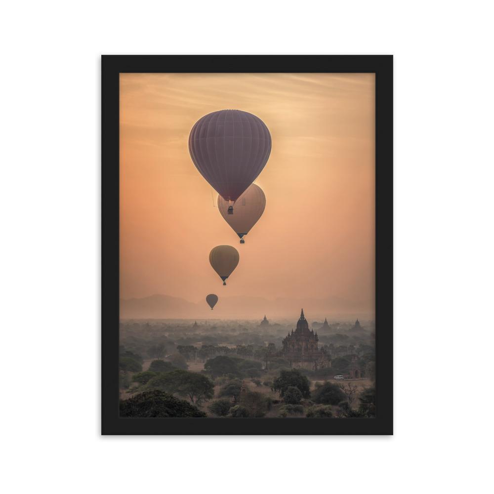 Heißluftbalons - Poster im Rahmen Schwarz / 30×40 cm artlia