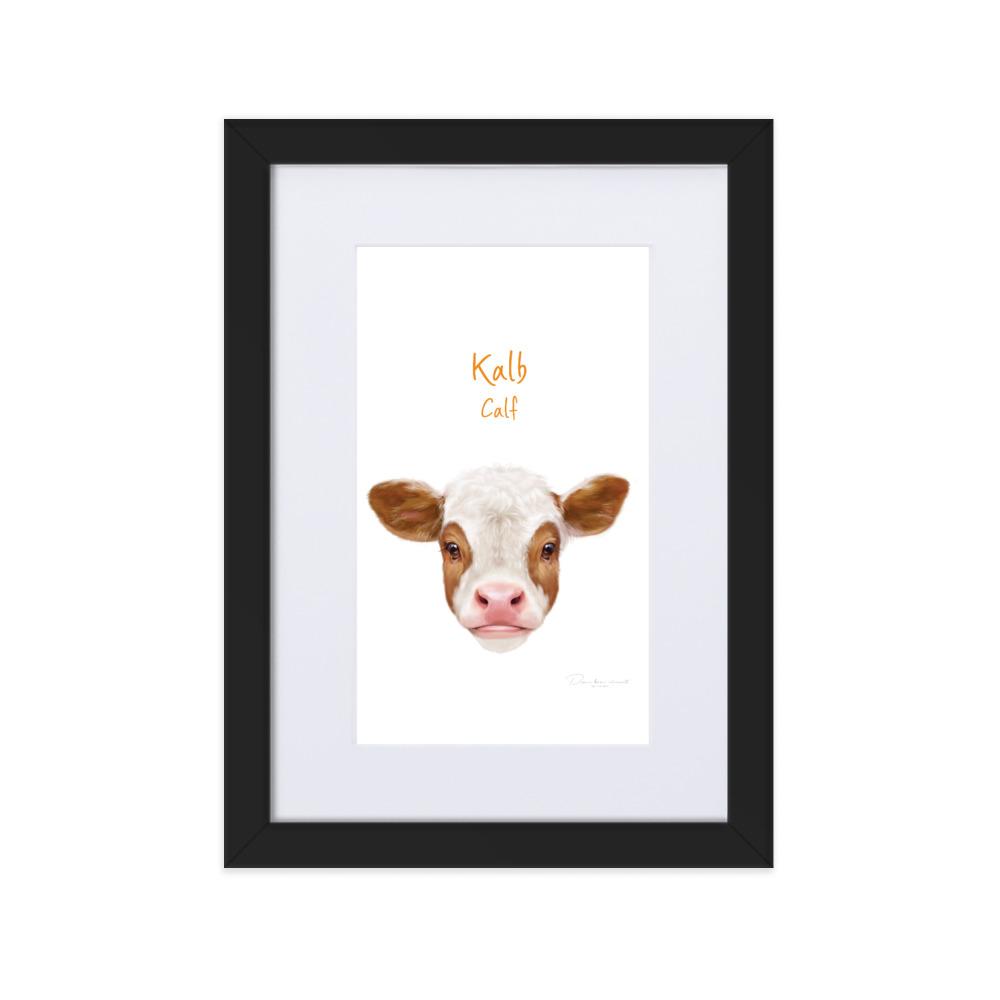 Kalb - Poster im Rahmen mit Passepartout schwarz / 21×30 cm artlia
