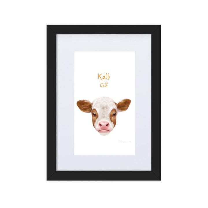 Kalb - Poster im Rahmen mit Passepartout schwarz / 21×30 cm artlia