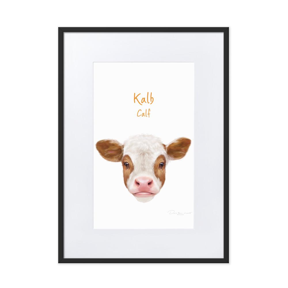 Kalb - Poster im Rahmen mit Passepartout schwarz / 50×70 cm artlia