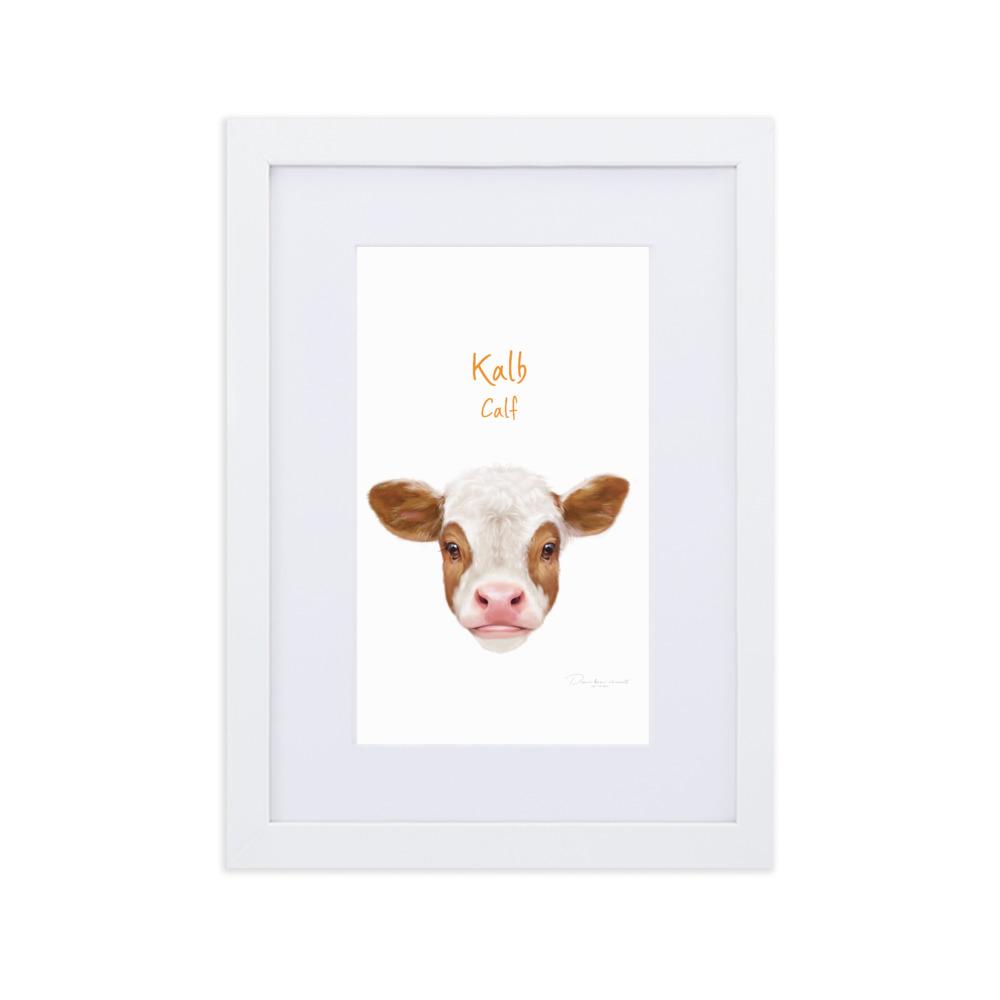 Kalb - Poster im Rahmen mit Passepartout weiß / 21×30 cm artlia