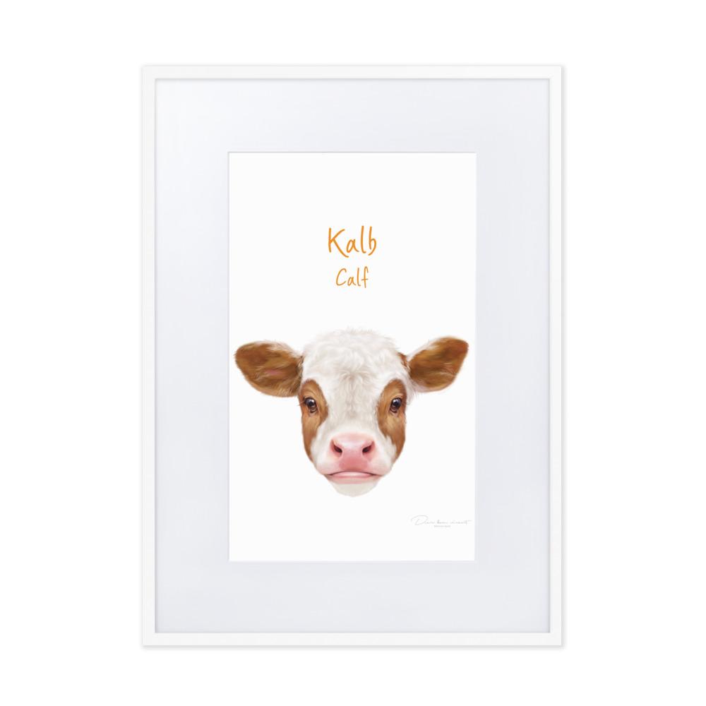 Kalb - Poster im Rahmen mit Passepartout weiß / 50×70 cm artlia