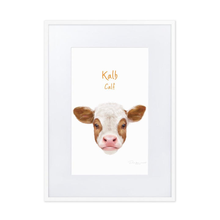 Kalb - Poster im Rahmen mit Passepartout weiß / 50×70 cm artlia
